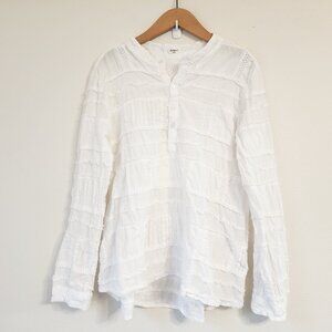 Dylan Highline White Cotton Patchwork Long Sleeve Women Sz S 1/4 Button Sundance